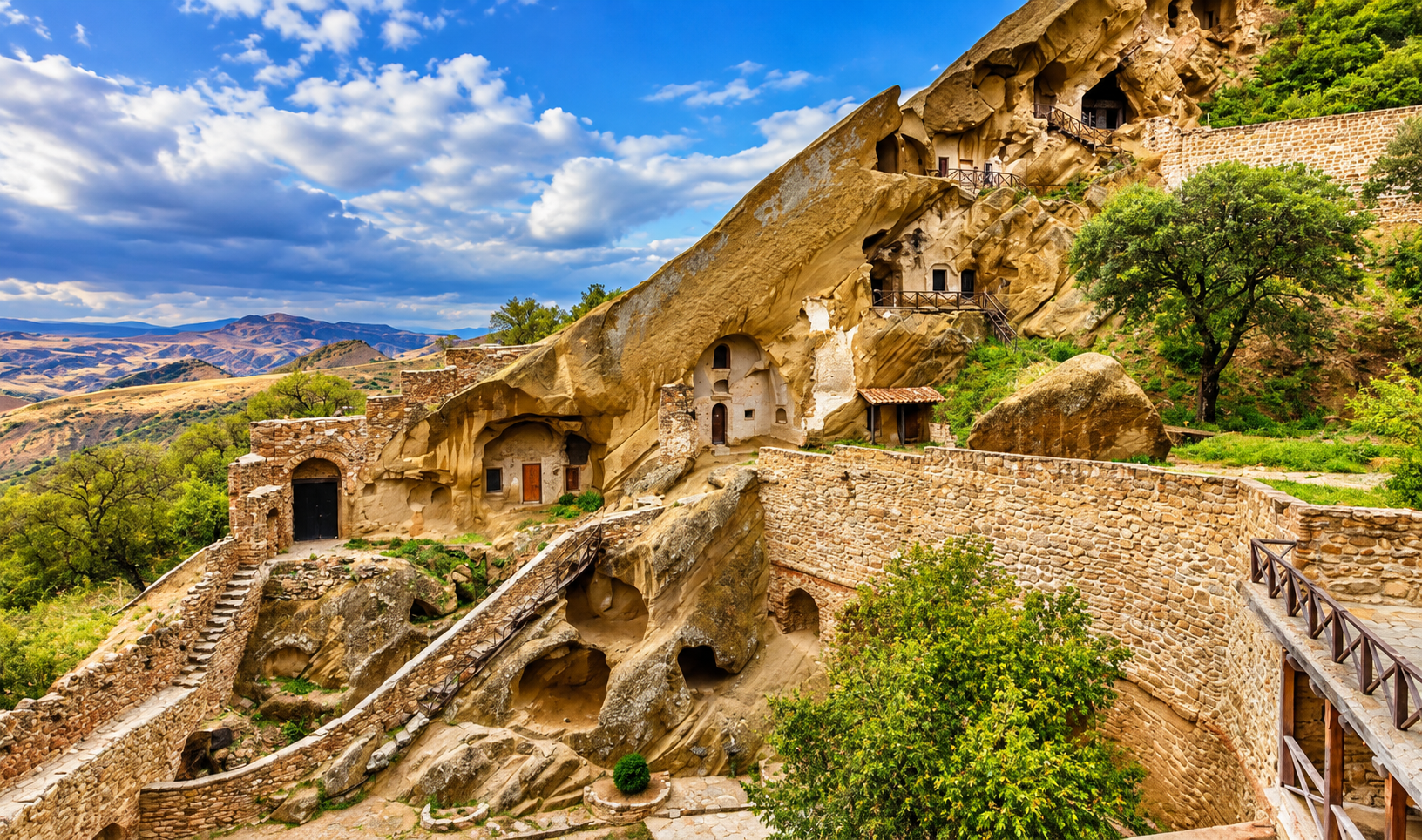 David Gareja Monastery carved into the rocky cliffs of Georgia