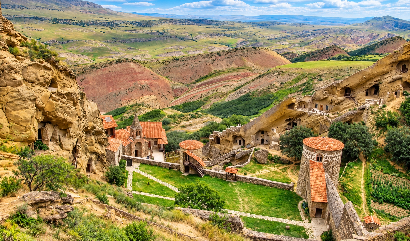 David Gareja Monastery carved into the rocky cliffs of Georgia