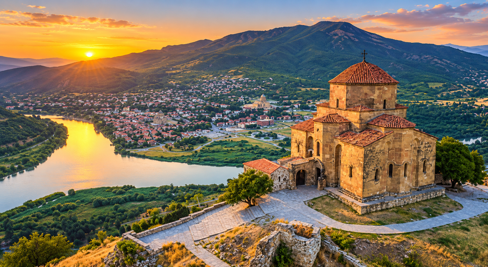 Jvari Monastery overlooking Mtskheta and the Aragvi and Mtkvari rivers