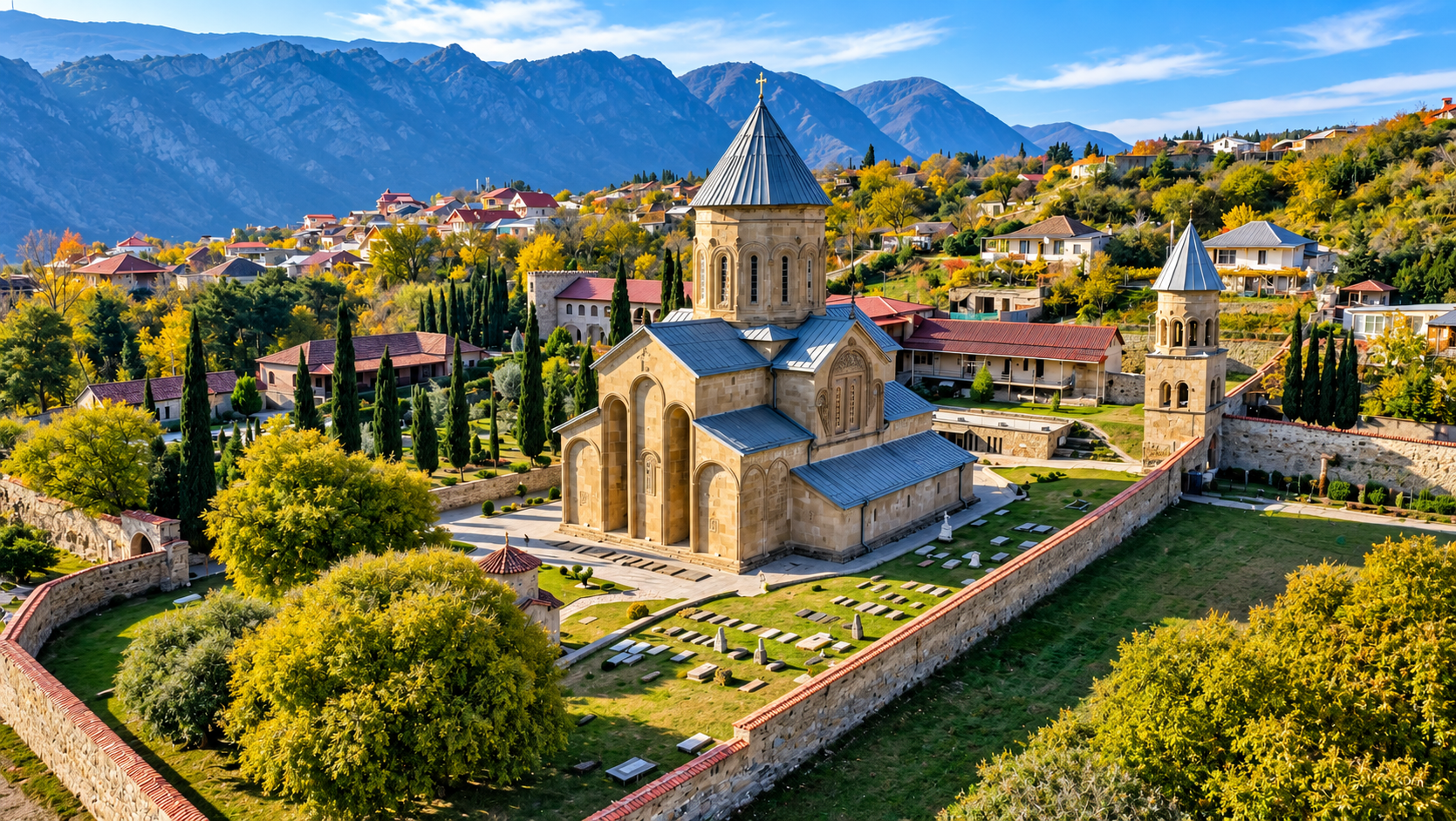 Samtavro Monastery in Mtskheta, Georgia, an important historic Georgian Orthodox monastery