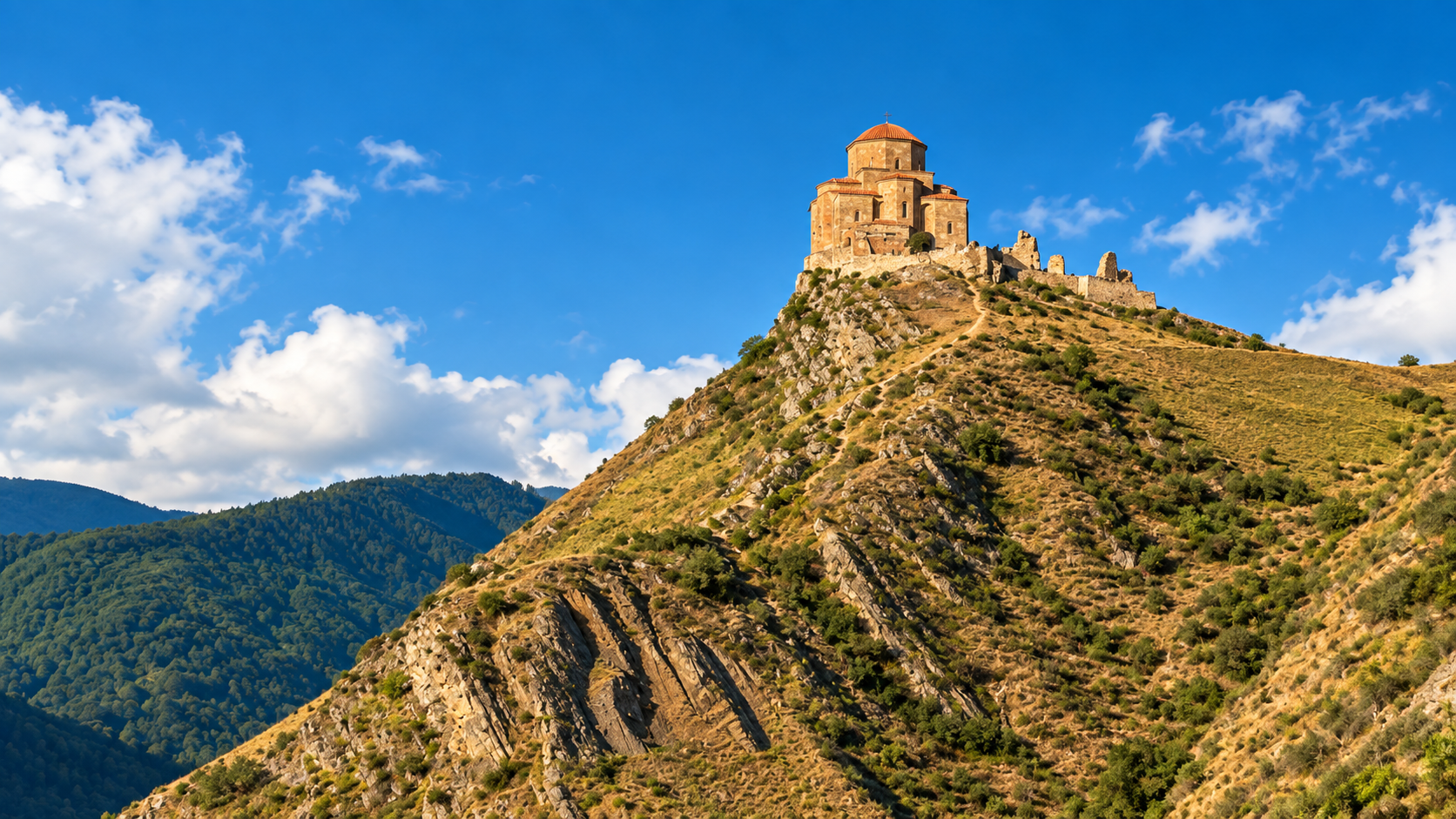 Jvari Monastery overlooking Mtskheta and the Aragvi and Mtkvari rivers